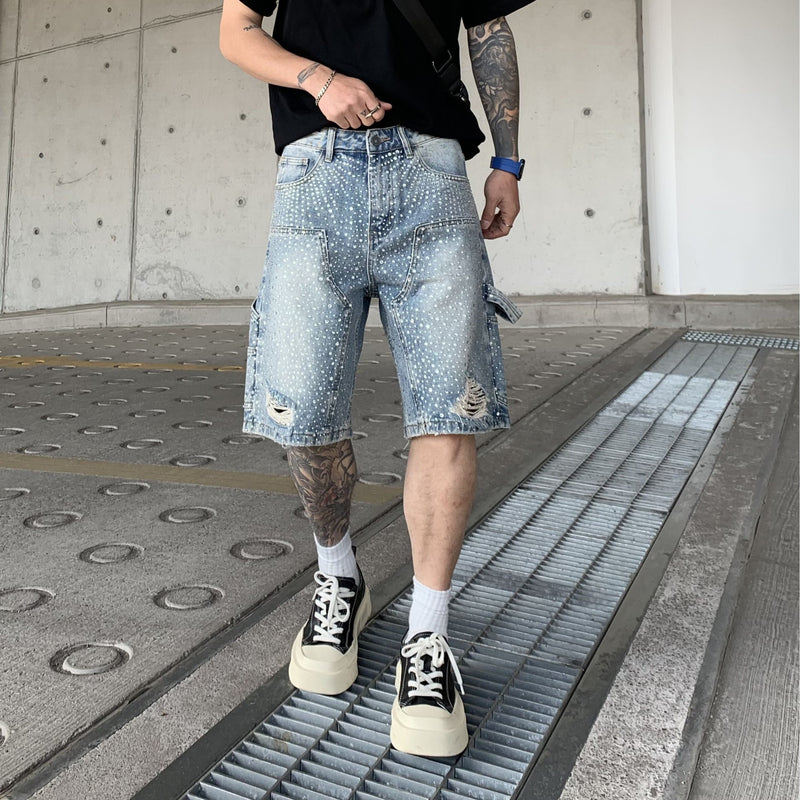 Fashion Work Clothes Gradient Cropped Pants Men