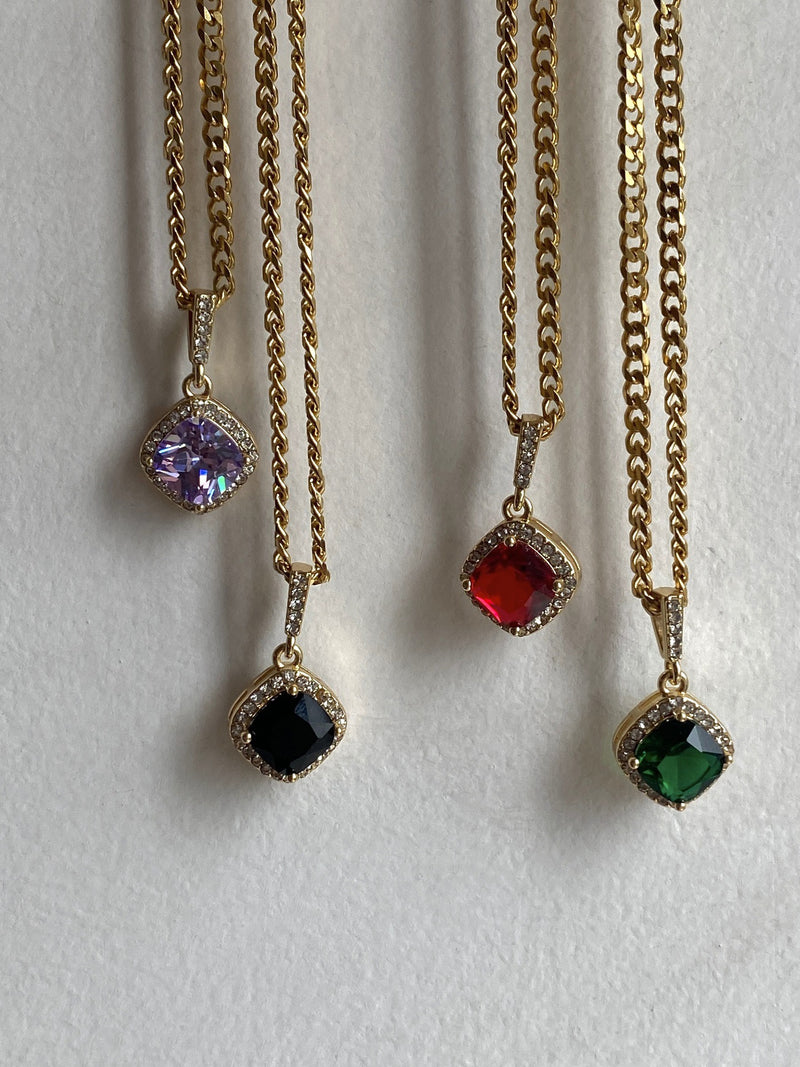 18k Real Gold Electroplating Emerald Necklace Gemstones