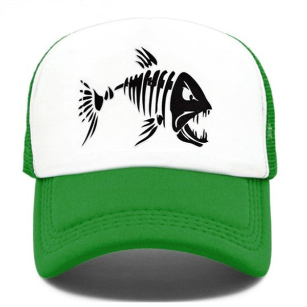 Fish Bone Print Mesh Cap Baseball Cap