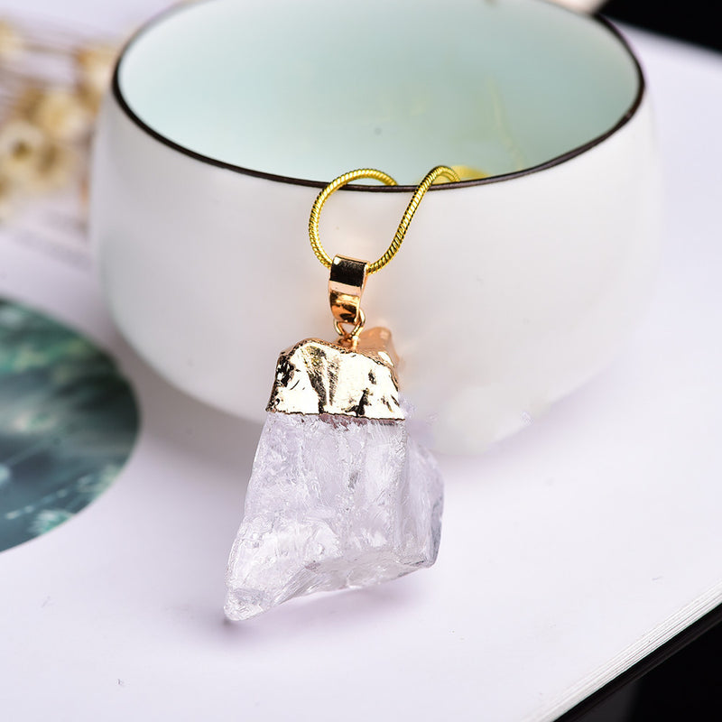 Natural Crystal Pendant Necklace With Gemstones
