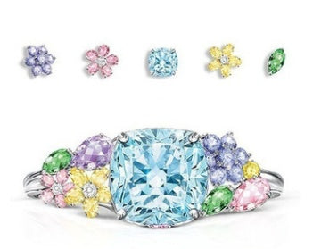 New Style Square Princess Ring With Multi-colored Gemstones