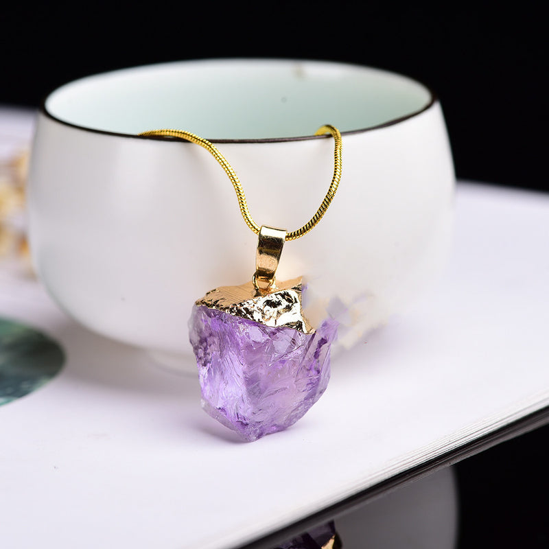 Natural Crystal Pendant Necklace With Gemstones