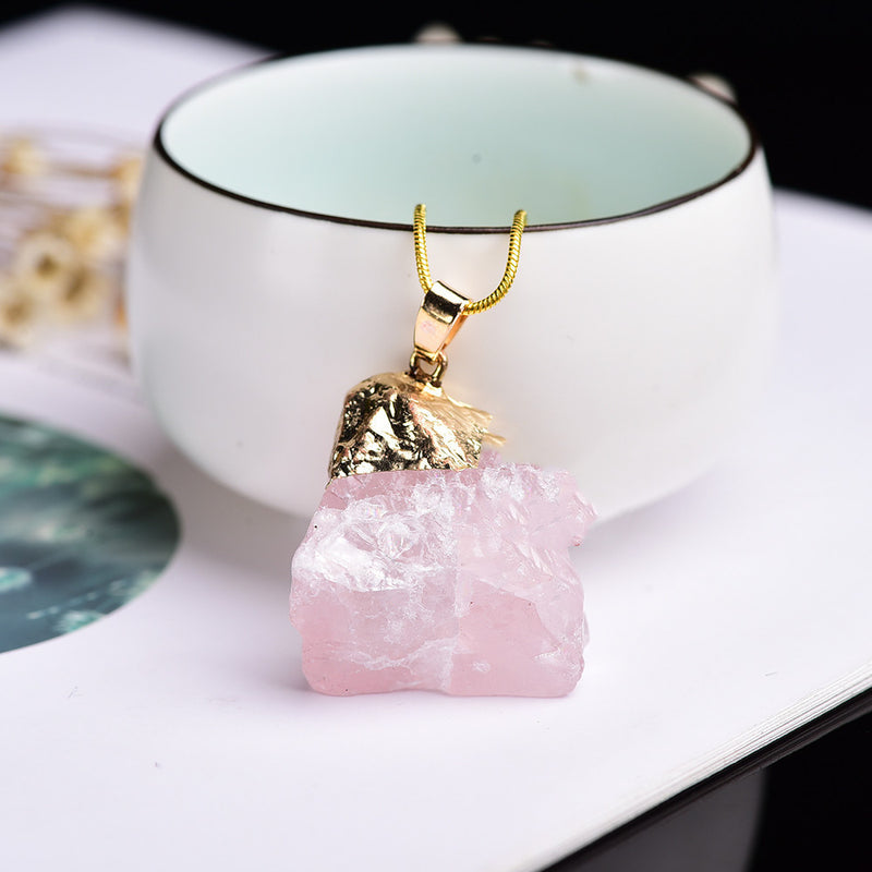 Natural Crystal Pendant Necklace With Gemstones