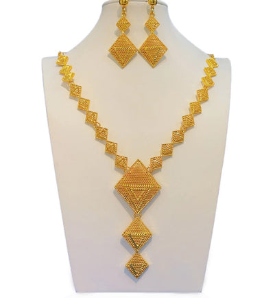 Gold Jewelry Suit Arabic Bridal Wedding Necklace Bracelet Earrings Ring